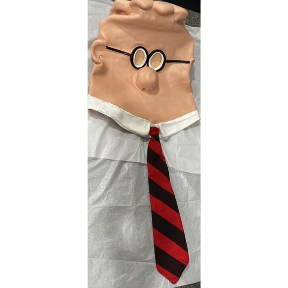 1990s Vntg Dilbert Comic Strip Halloween, Full Rubber Mask Tie, L 14” Preowned - Picture 1 of 11